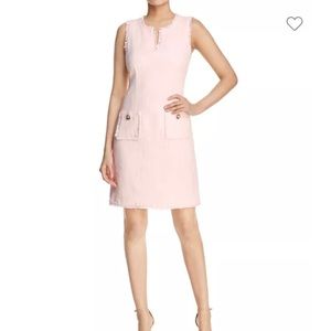 KARL LAGERFELD PARIS pink 
Sleeveless Tonal Tweed Pocket Sheath Dress size 0 SM